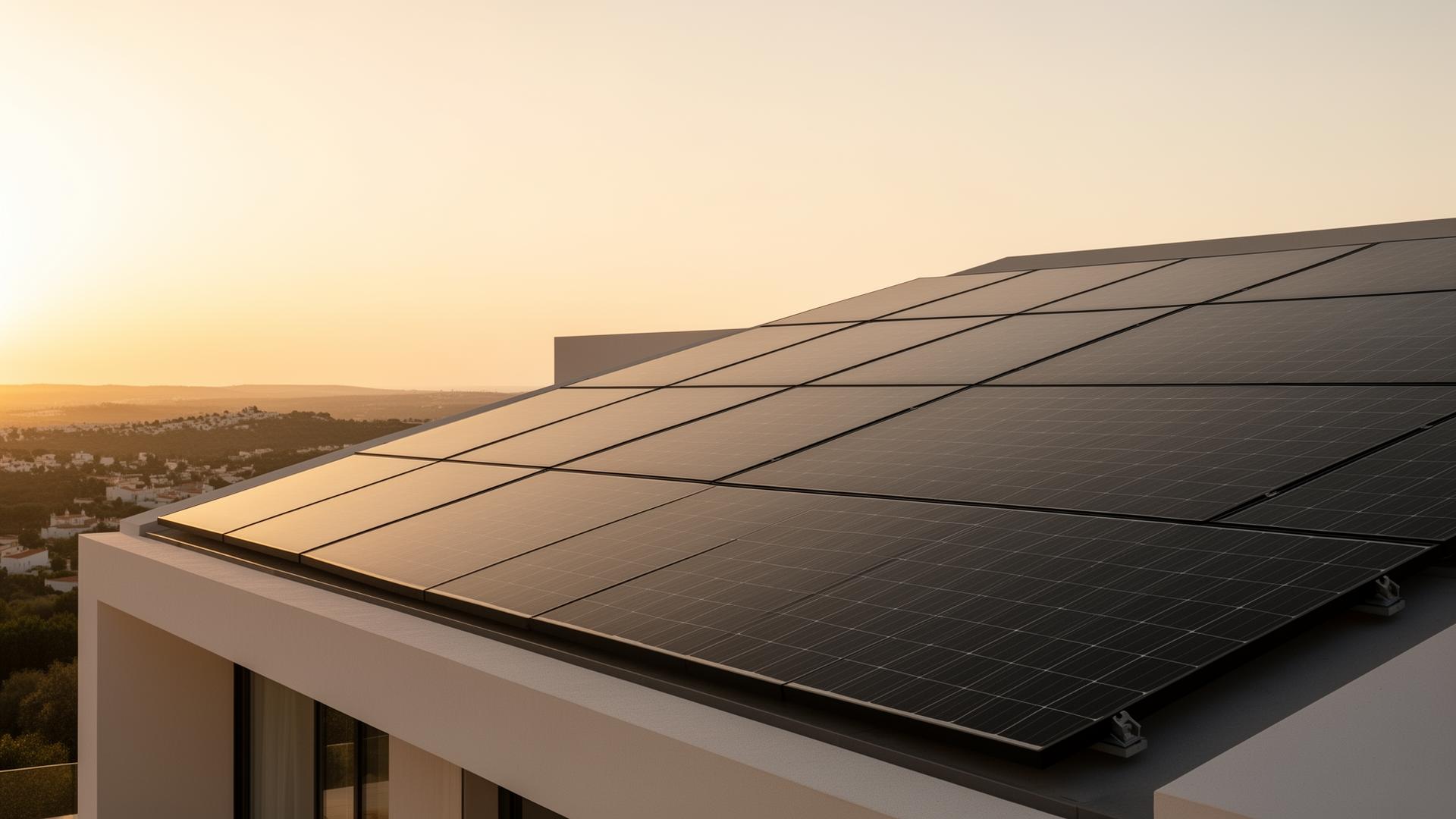Painéis solares numa moradia moderna